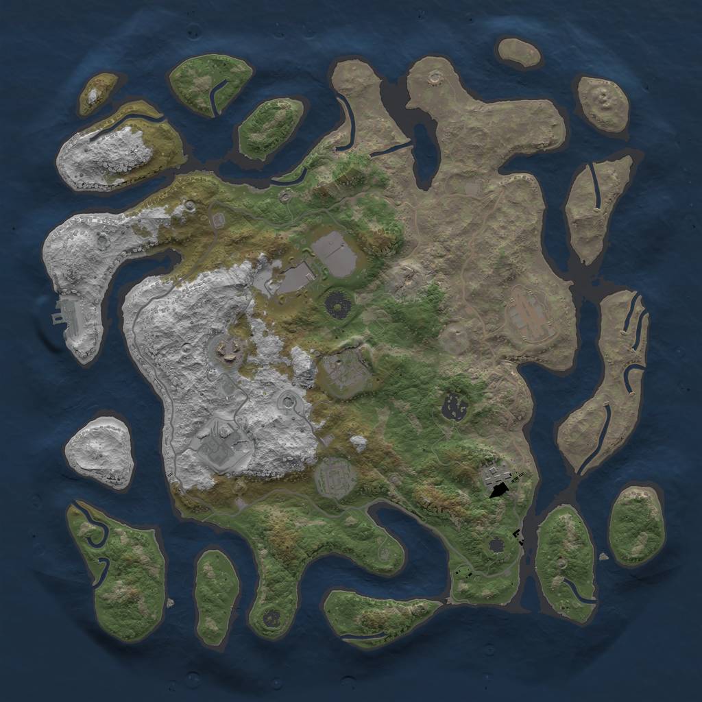 Rust Map: Procedural Map, Size: 4000, Seed: 123455, 12 Monuments