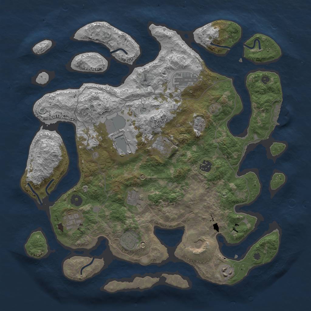 Rust Map: Procedural Map, Size: 4000, Seed: 483543319, 14 Monuments