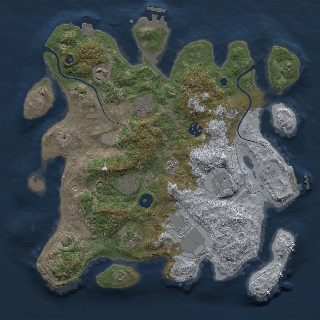Rust Map: Procedural Map, Size: 3505, Seed: 23, 14 Monuments