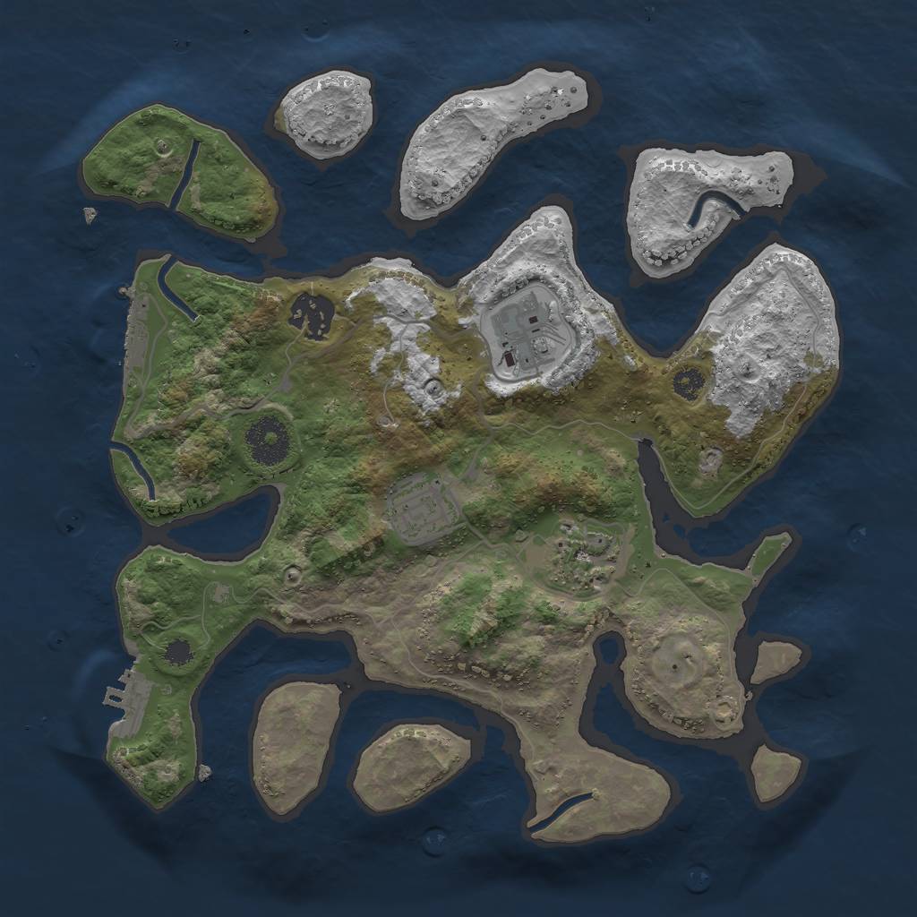 Rust Map: Procedural Map, Size: 3000, Seed: 329914385, 8 Monuments