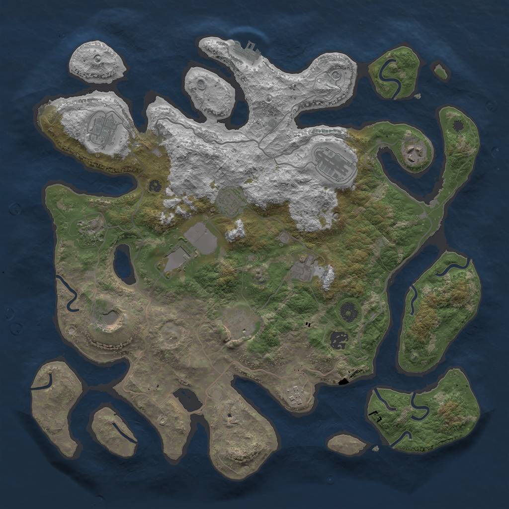 Rust Map: Procedural Map, Size: 4096, Seed: 100208, 15 Monuments