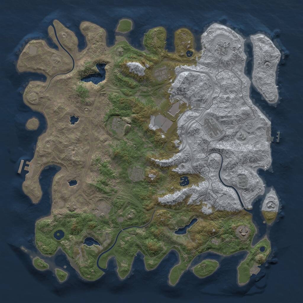 Rust Map: Procedural Map, Size: 4500, Seed: 110208, 16 Monuments