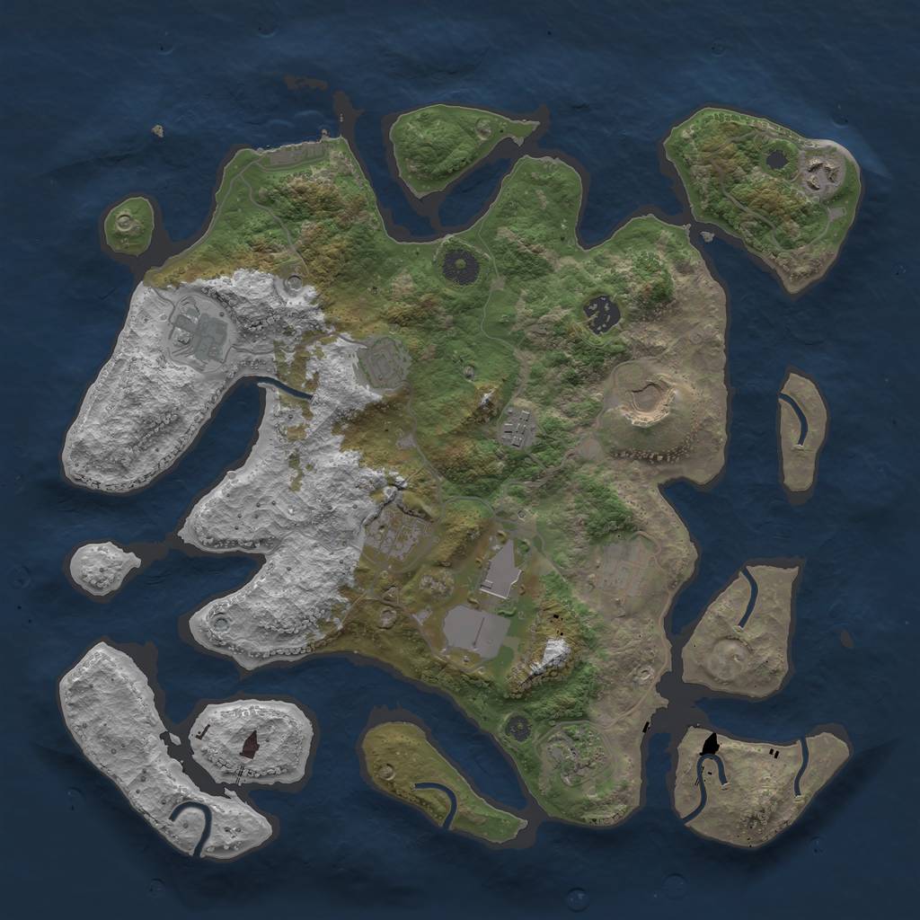 Rust Map: Procedural Map, Size: 3800, Seed: 90208, 14 Monuments