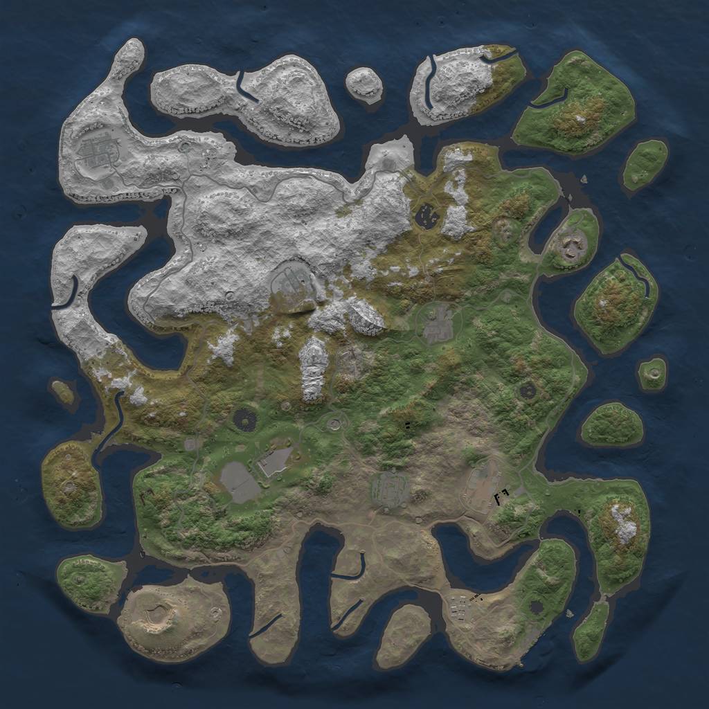 Rust Map: Procedural Map, Size: 4500, Seed: 12883544, 14 Monuments