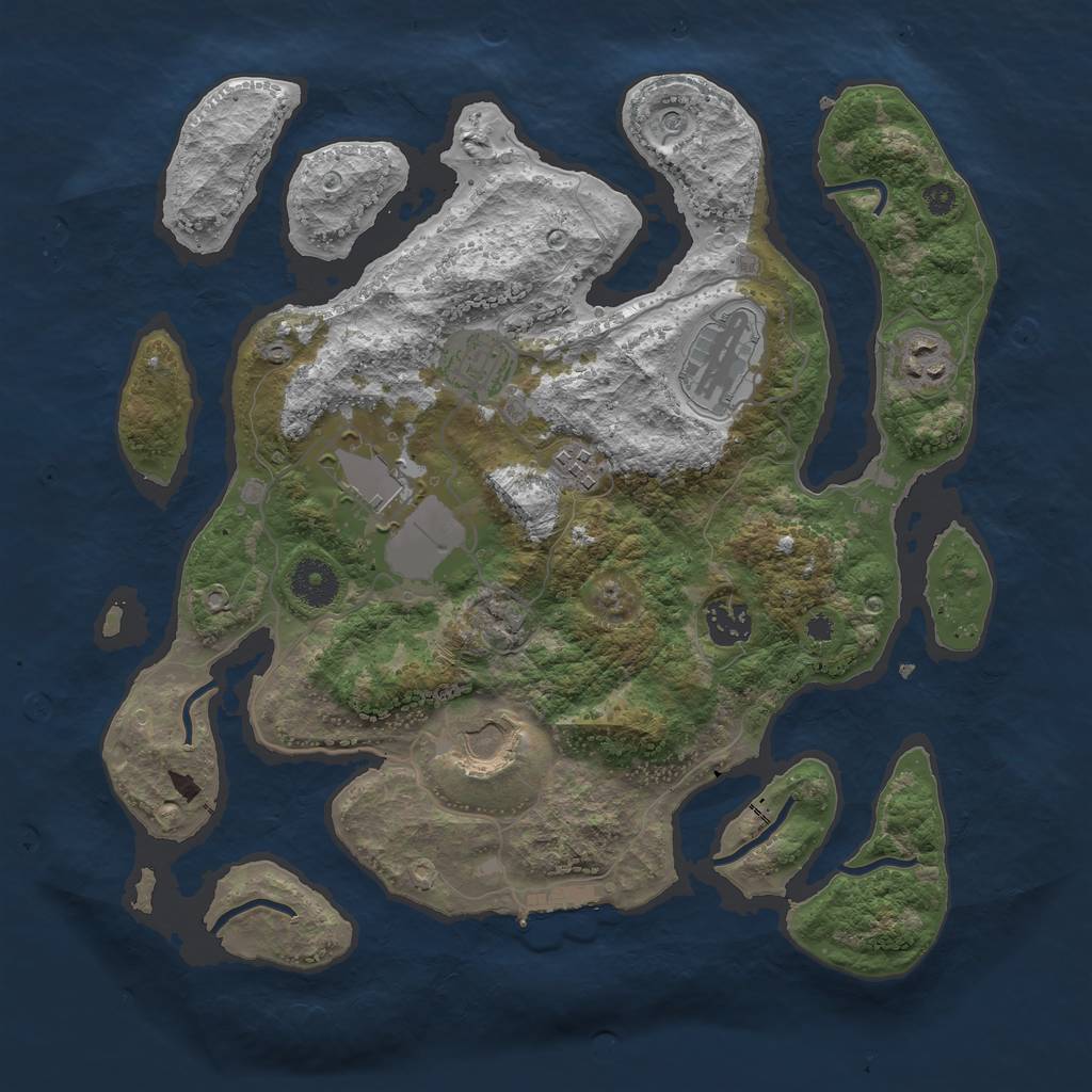 Rust Map: Procedural Map, Size: 3500, Seed: 996397254, 11 Monuments