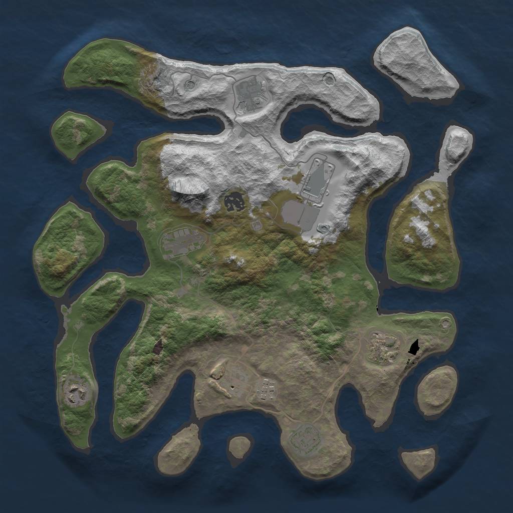 Rust Map: Barren, Size: 3750, Seed: 768874, 12 Monuments