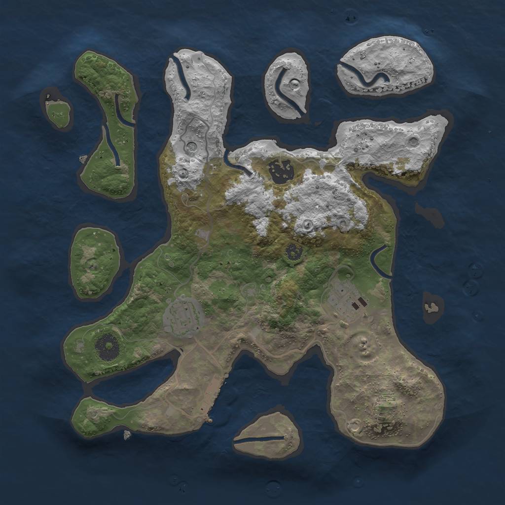 Rust Map: Procedural Map, Size: 3000, Seed: 1098841742, 7 Monuments