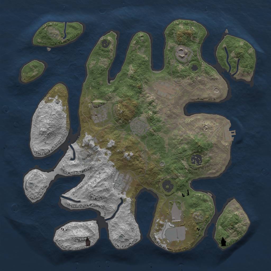 Rust Map: Procedural Map, Size: 3500, Seed: 357737547, 11 Monuments