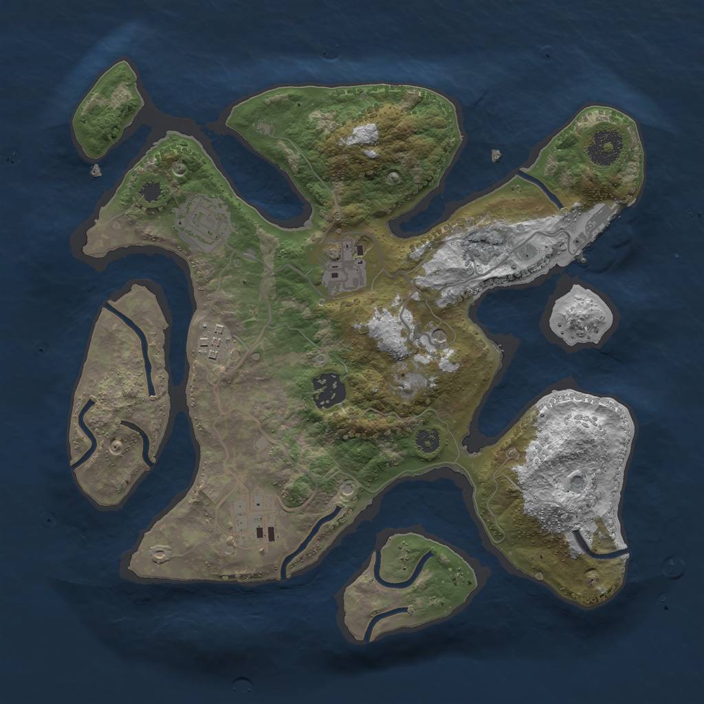 Rust Map: Procedural Map, Size: 3000, Seed: 1044997, 9 Monuments