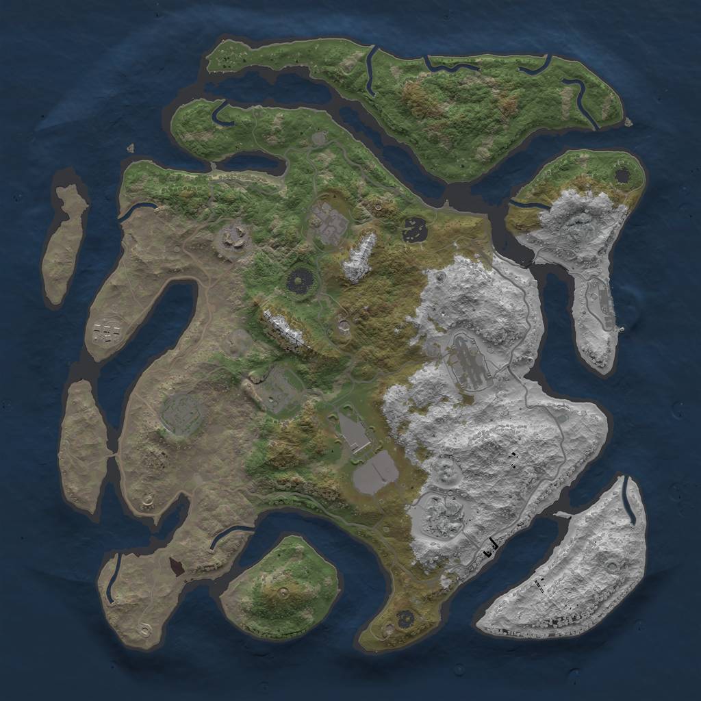 Rust Map: Procedural Map, Size: 4000, Seed: 198985826, 13 Monuments