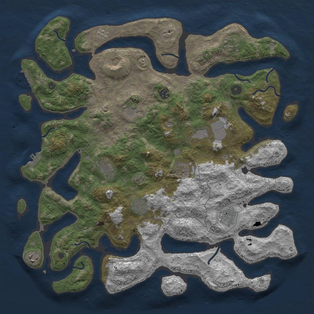 Rust Map: Procedural Map, Size: 4500, Seed: 1540871285, 16 Monuments