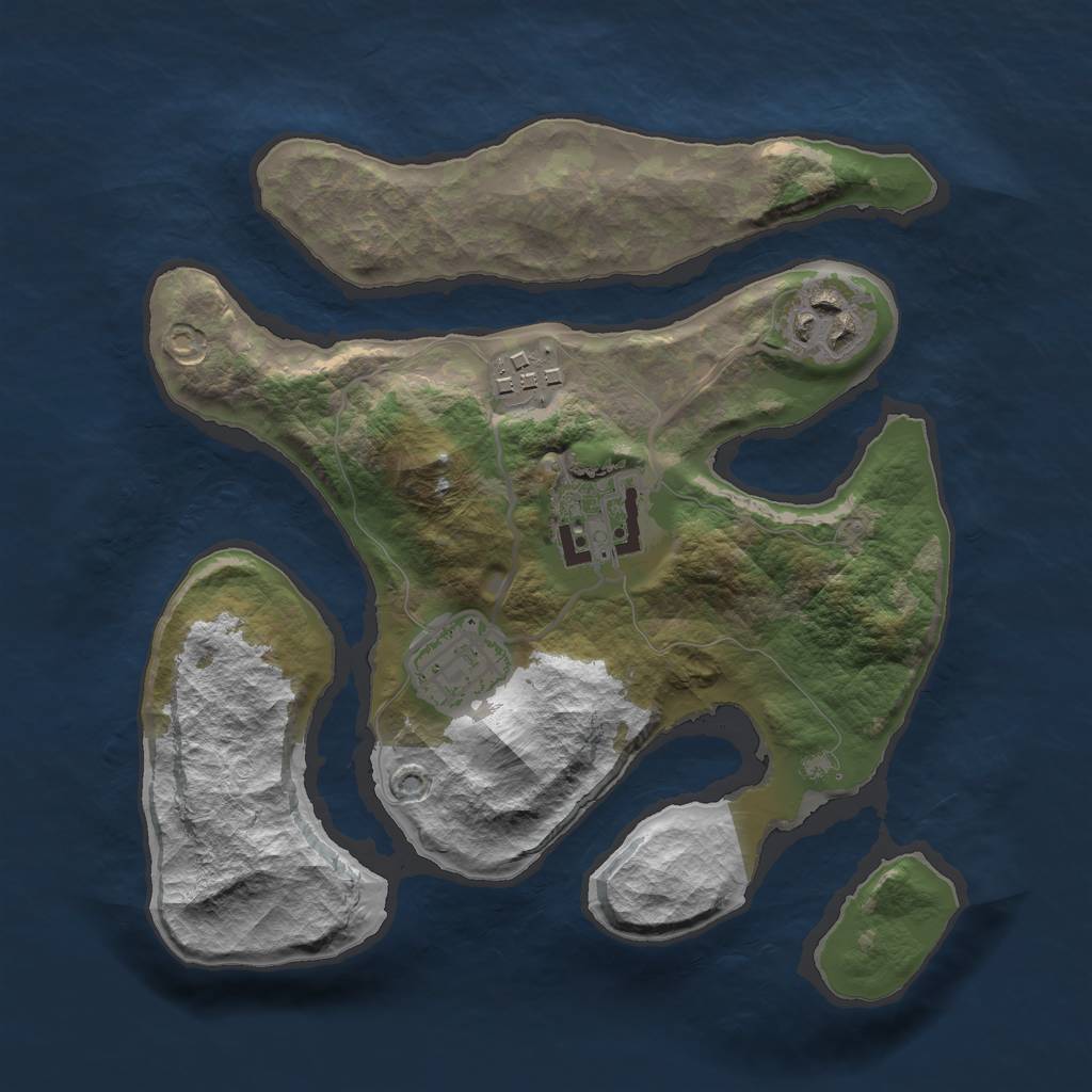 Rust Map: Barren, Size: 2500, Seed: 140264, 6 Monuments