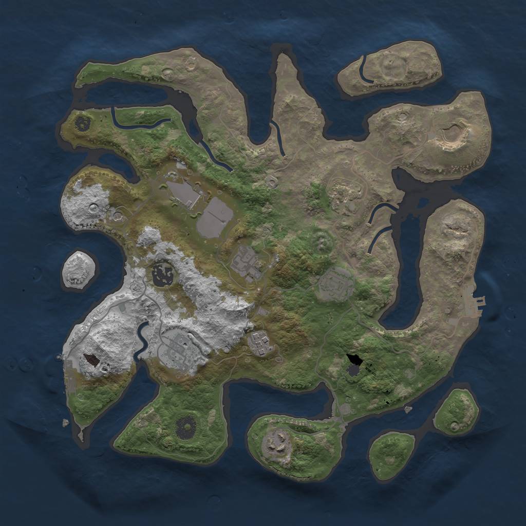 Rust Map: Procedural Map, Size: 3500, Seed: 608289915, 14 Monuments