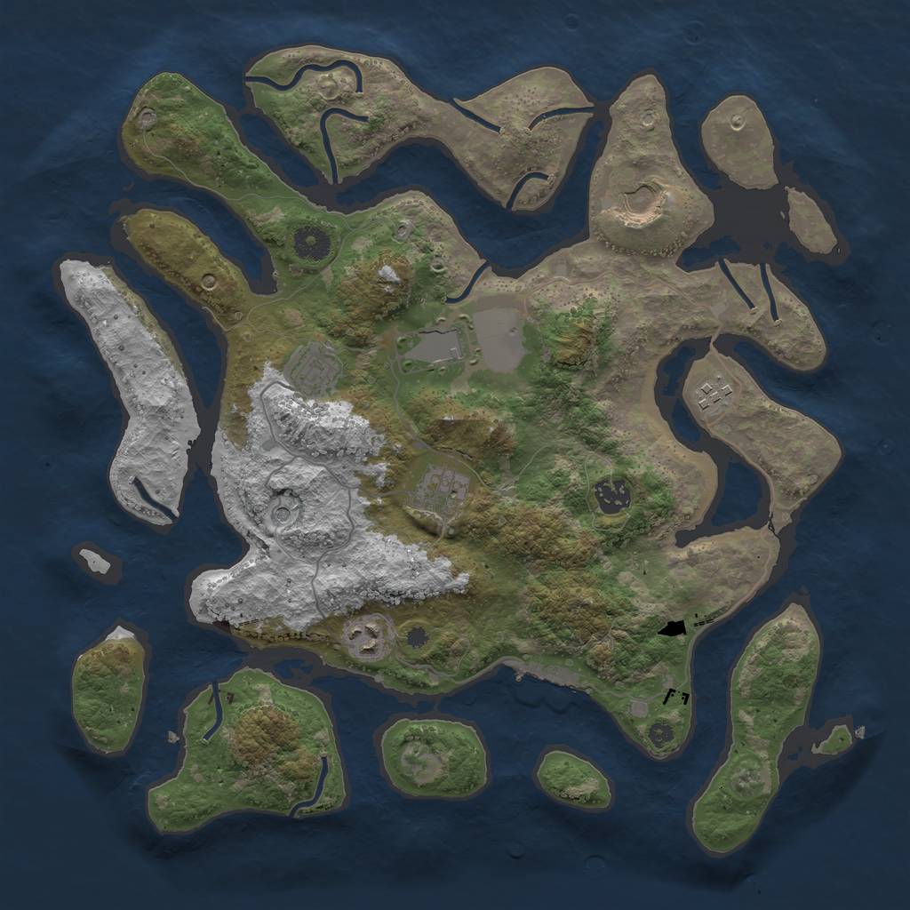 Rust Map: Procedural Map, Size: 3800, Seed: 2284745, 11 Monuments