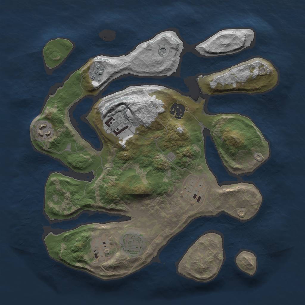 Rust Map: Barren, Size: 3000, Seed: 819440, 10 Monuments