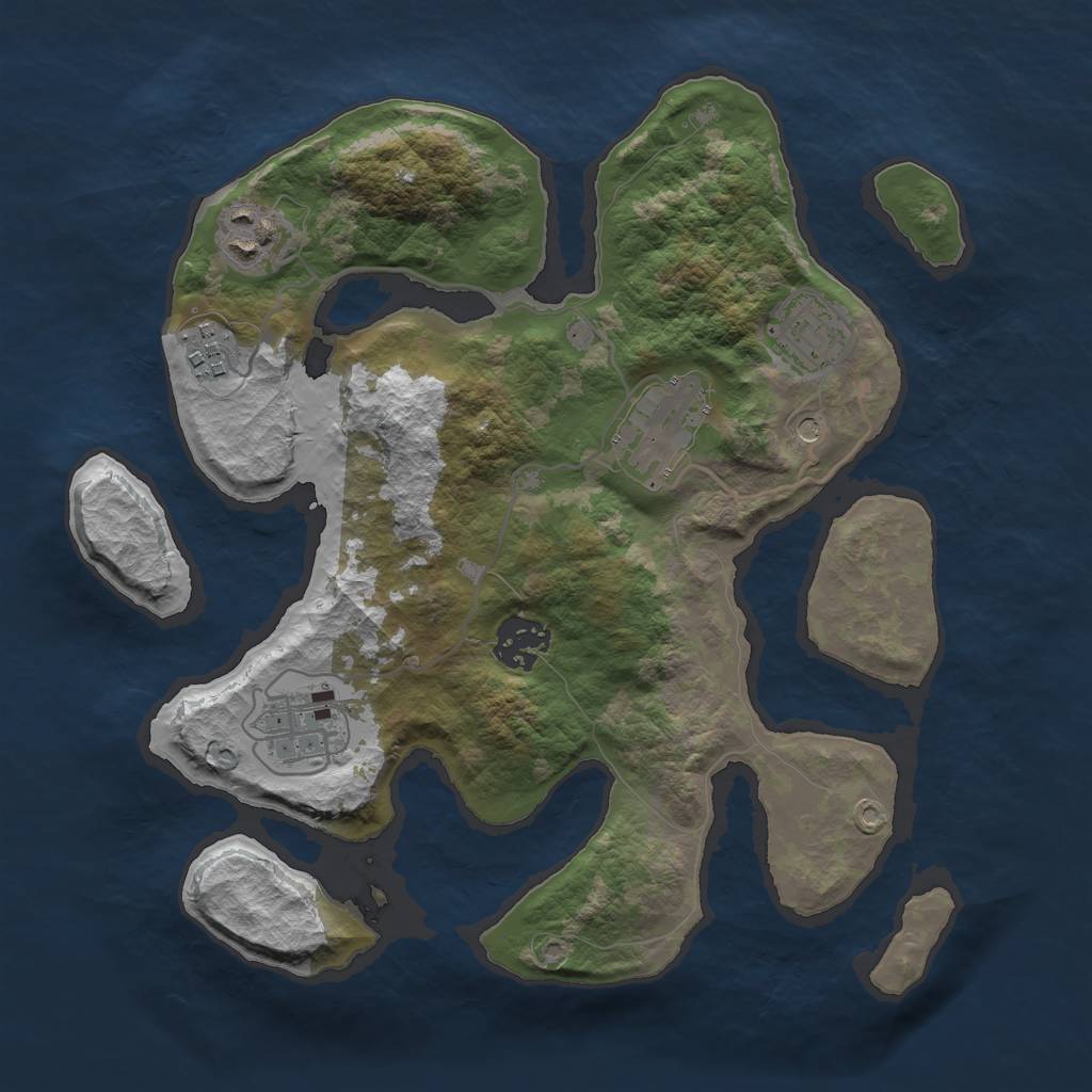 Rust Map: Barren, Size: 3000, Seed: 257302, 9 Monuments