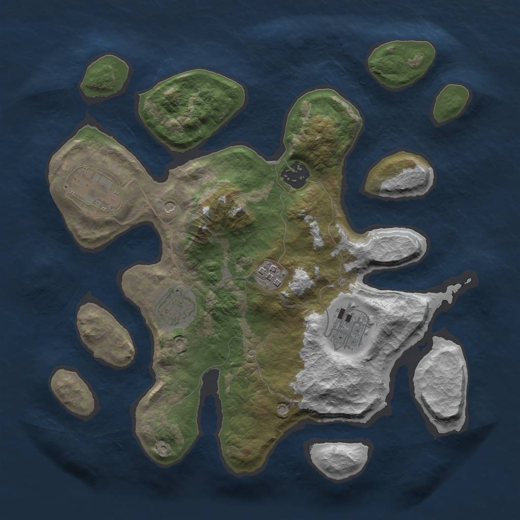 Rust Map: Barren, Size: 3000, Seed: 438736, 8 Monuments