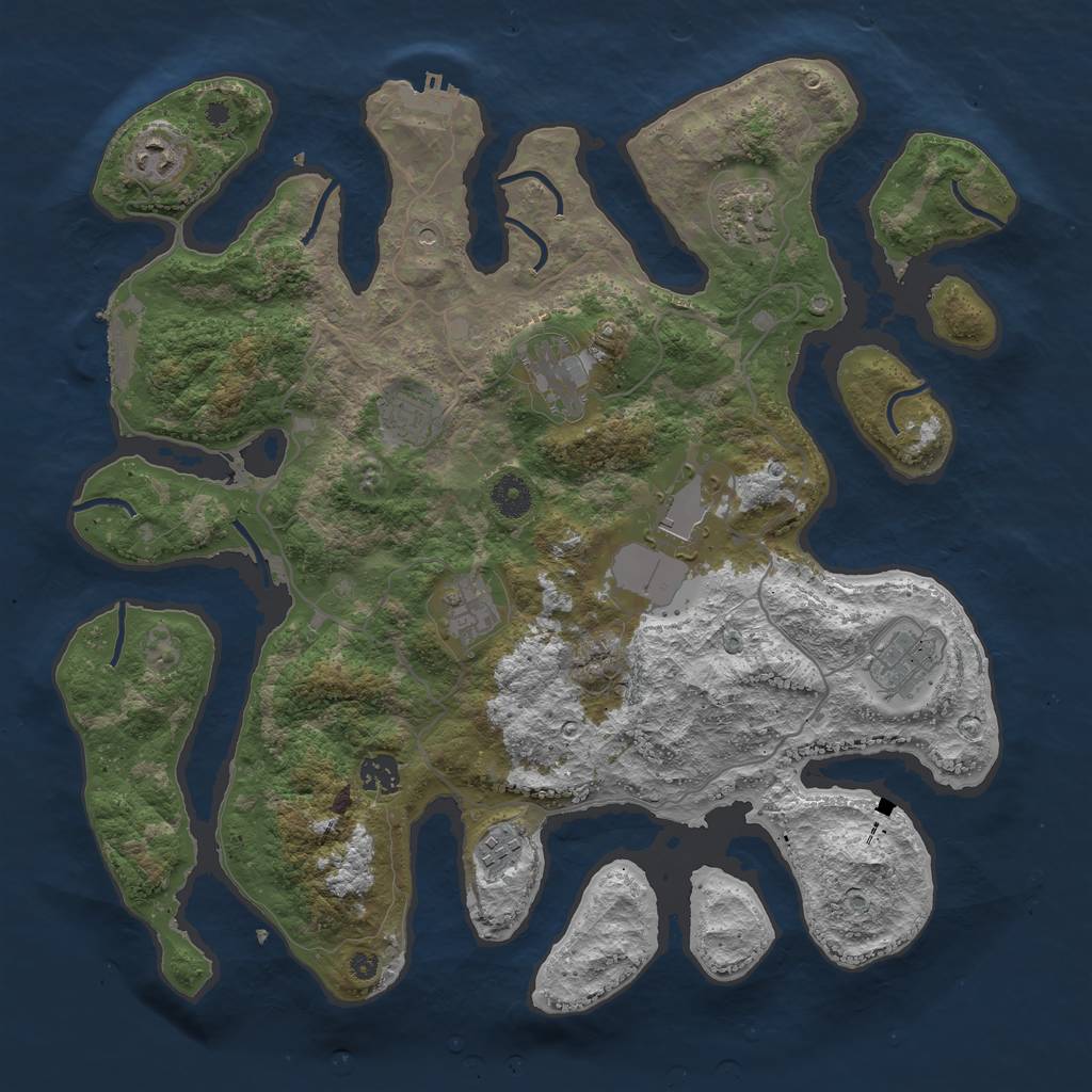 Rust Map: Procedural Map, Size: 4001, Seed: 20, 14 Monuments