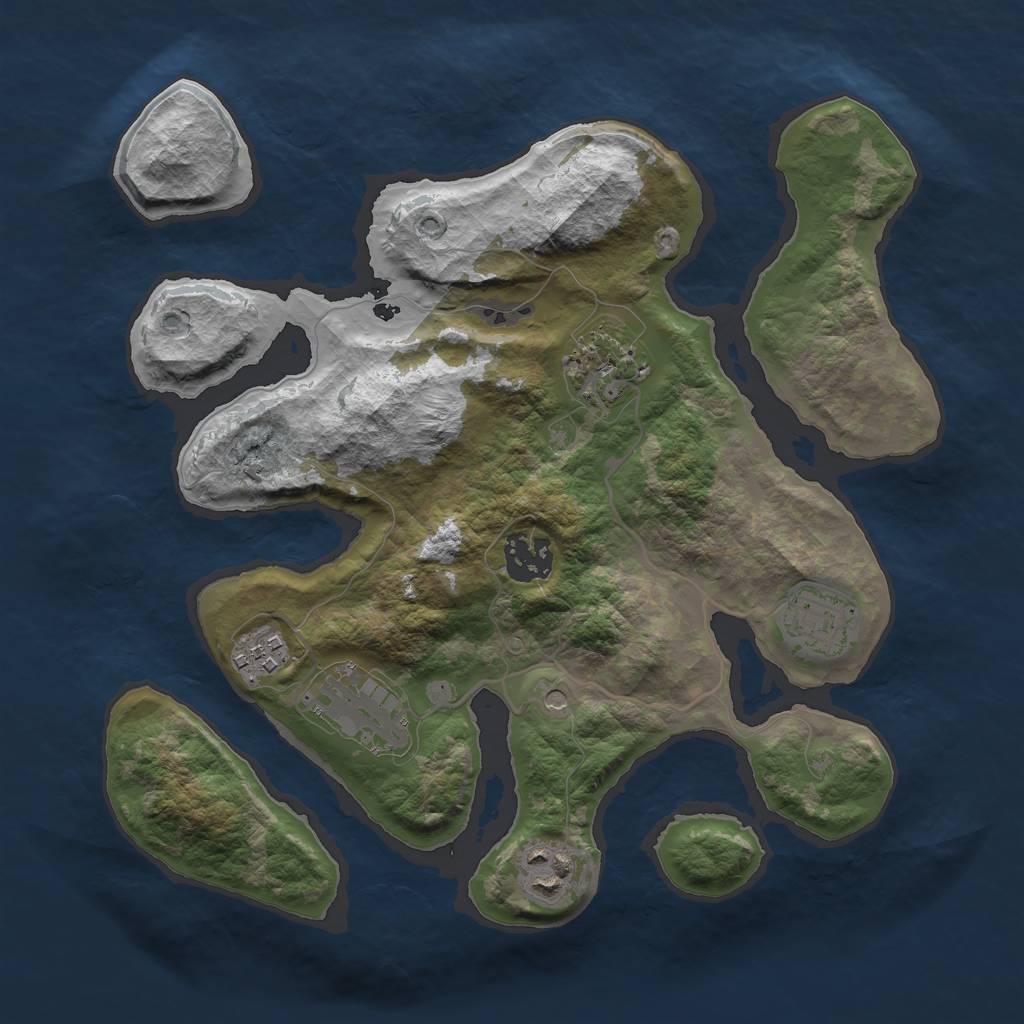 Rust Map: Barren, Size: 3000, Seed: 591197, 9 Monuments