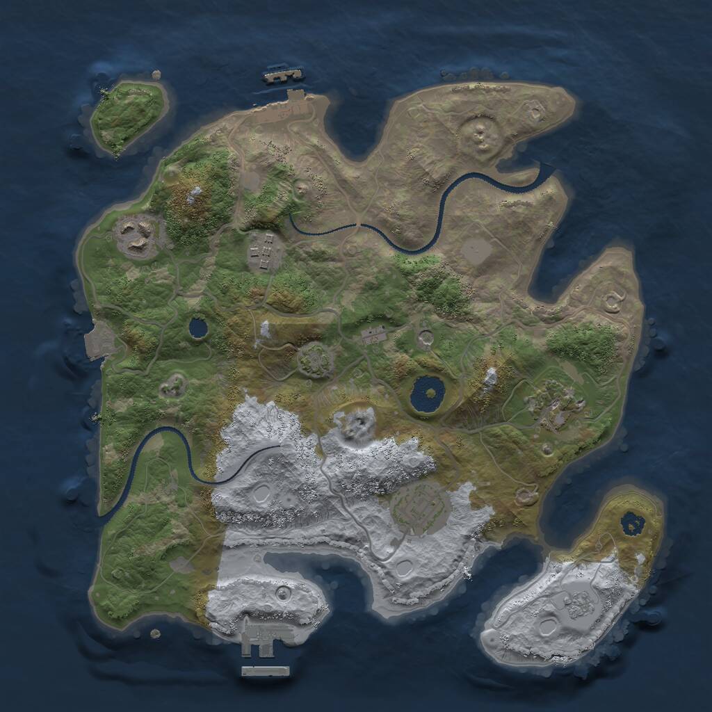 Rust Map: Procedural Map, Size: 3000, Seed: 546456456, 10 Monuments
