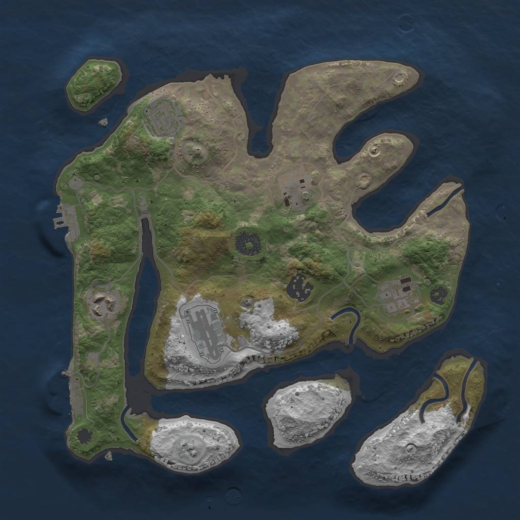 Rust Map: Procedural Map, Size: 3000, Seed: 546456456, 10 Monuments