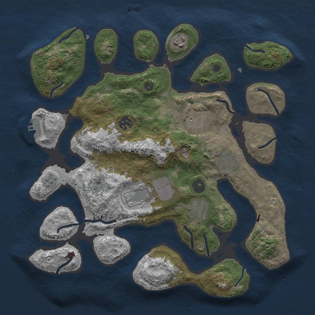 Rust Map: Procedural Map, Size: 3500, Seed: 1685881446, 11 Monuments