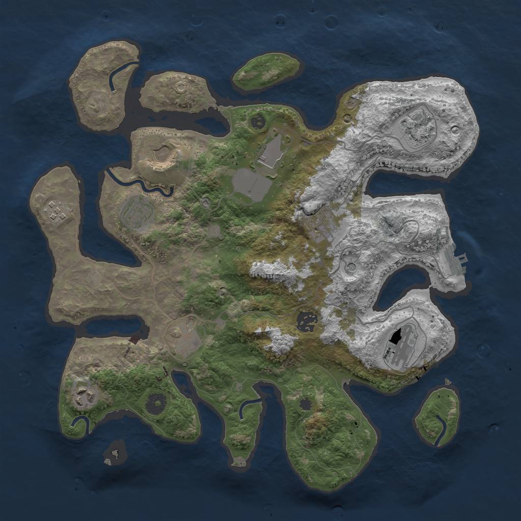 Rust Map: Procedural Map, Size: 3650, Seed: 1683350965, 14 Monuments