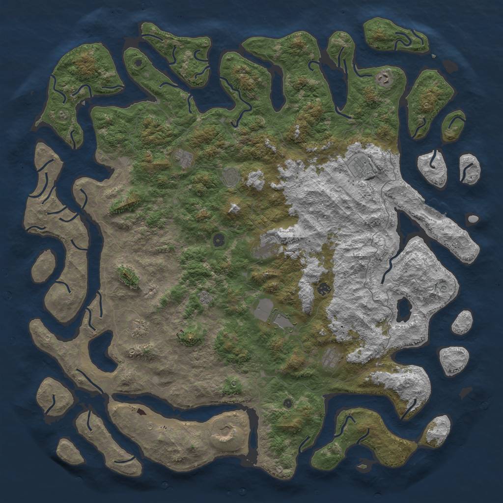 Rust Map: Procedural Map, Size: 6000, Seed: 18073961, 15 Monuments