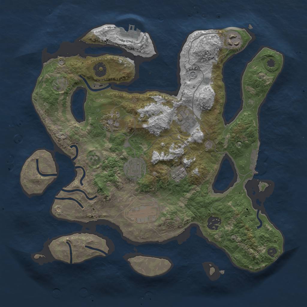 Rust Map: Procedural Map, Size: 3300, Seed: 125485, 12 Monuments