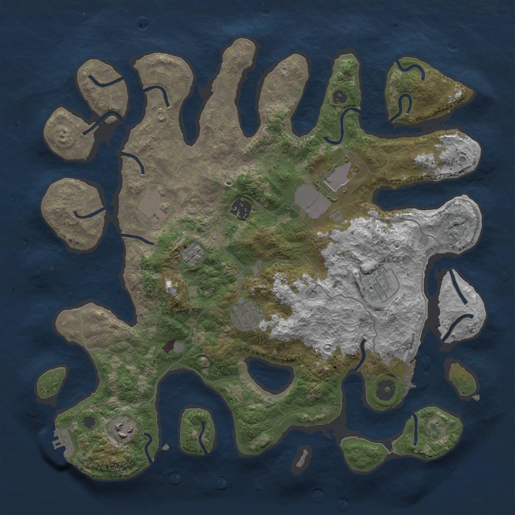 Rust Map: Procedural Map, Size: 3800, Seed: 25992, 12 Monuments