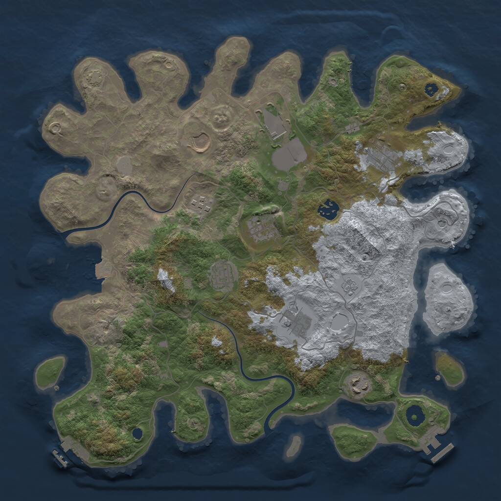 Rust Map: Procedural Map, Size: 3800, Seed: 25992, 15 Monuments