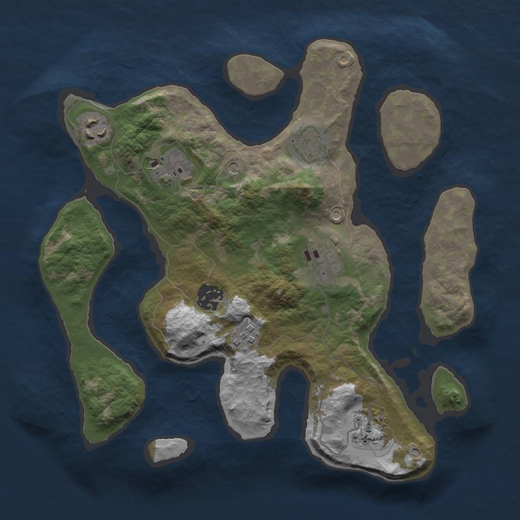 Rust Map: Barren, Size: 3000, Seed: 963052, 10 Monuments