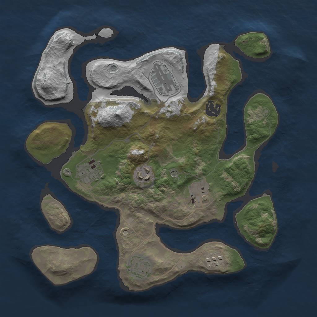 Rust Map: Barren, Size: 3000, Seed: 222496, 10 Monuments