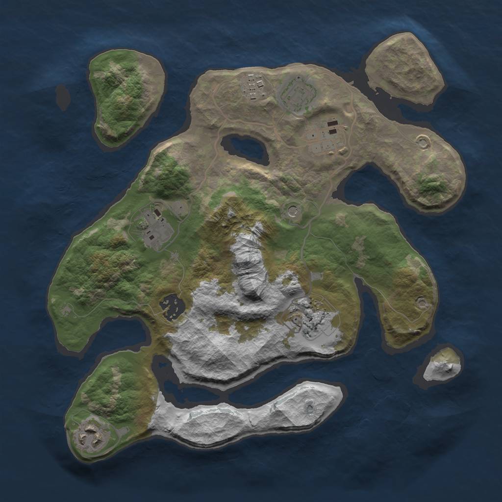 Rust Map: Barren, Size: 3000, Seed: 552713, 10 Monuments