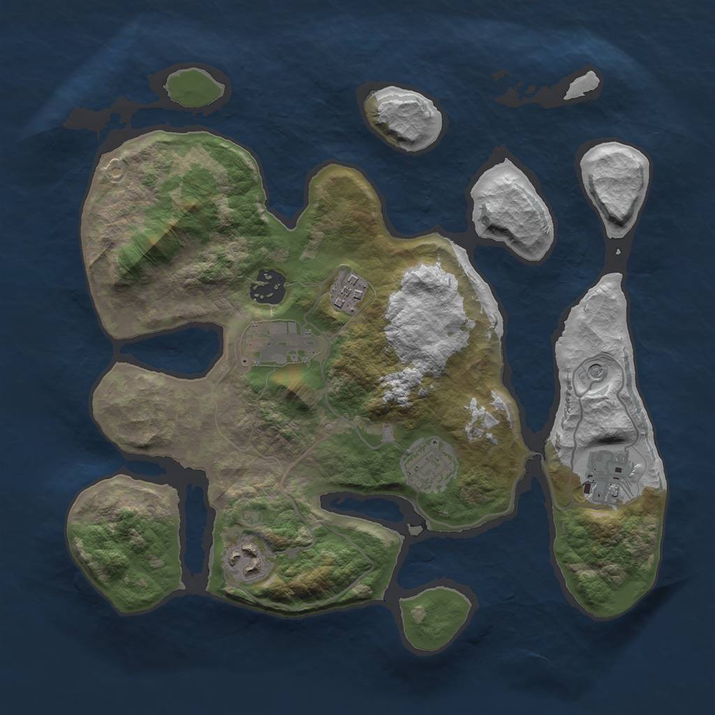 Rust Map: Barren, Size: 3000, Seed: 885804, 9 Monuments