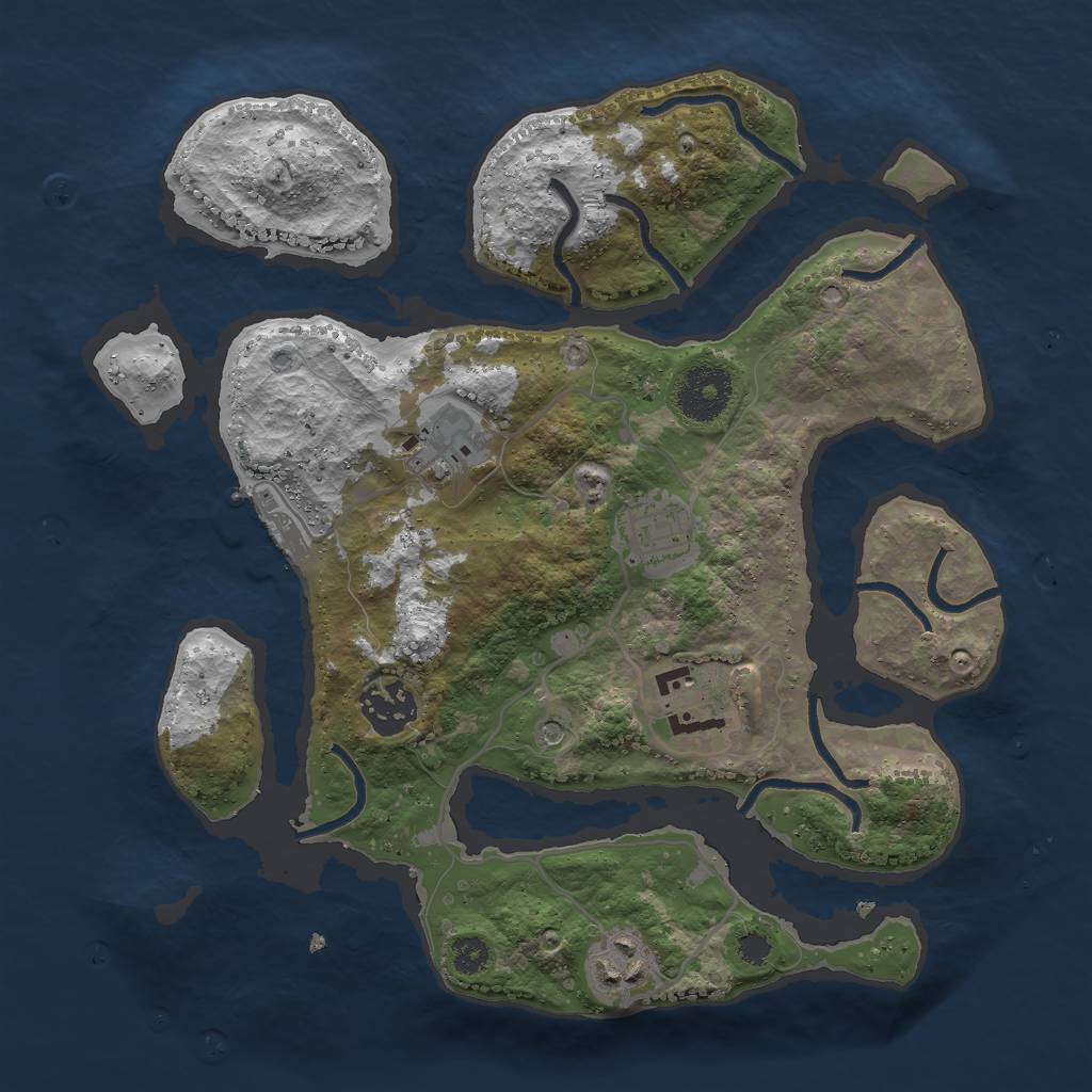 Rust Map: Procedural Map, Size: 3000, Seed: 113954, 9 Monuments