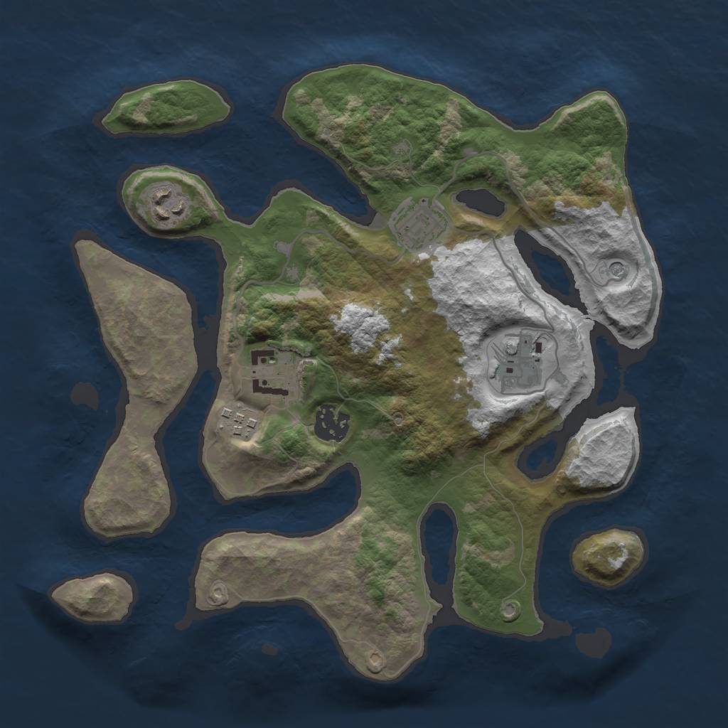 Rust Map: Barren, Size: 3000, Seed: 288059, 9 Monuments