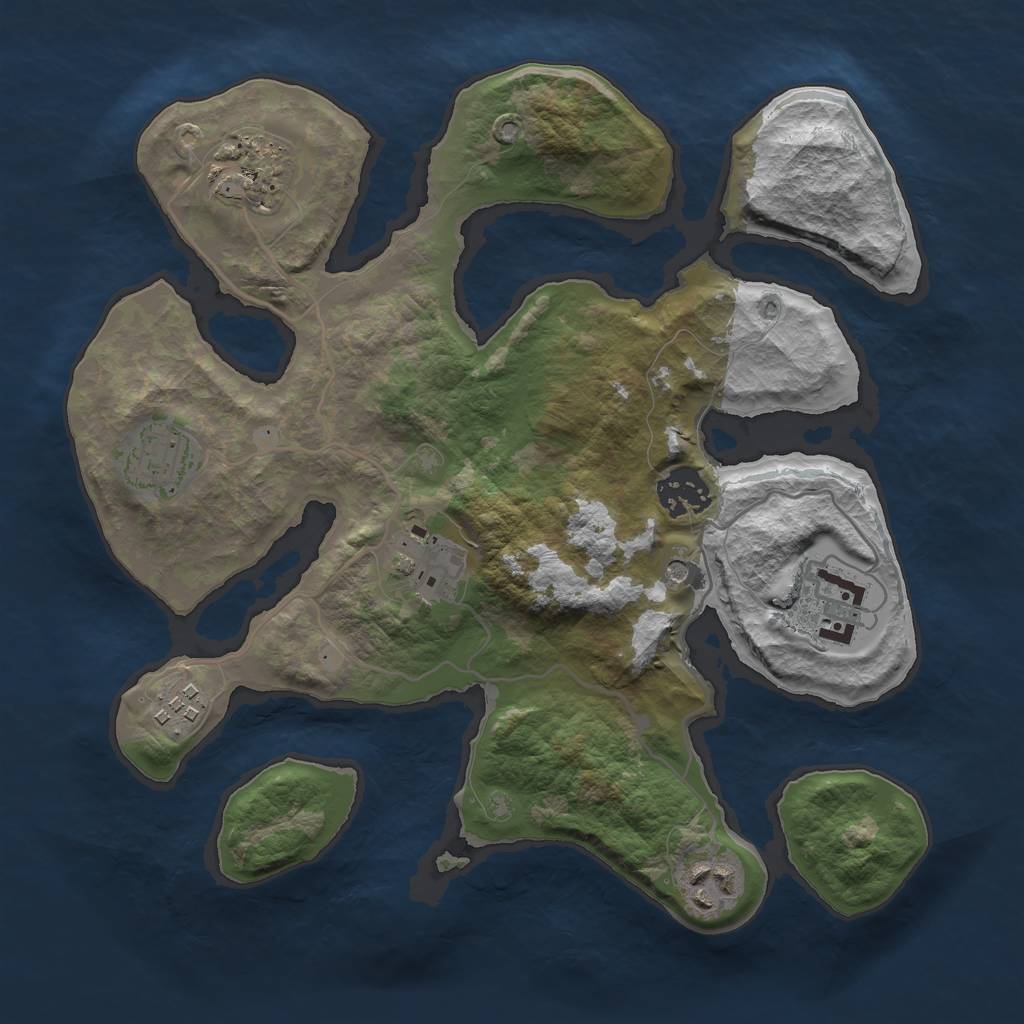 Rust Map: Barren, Size: 3000, Seed: 644411, 10 Monuments