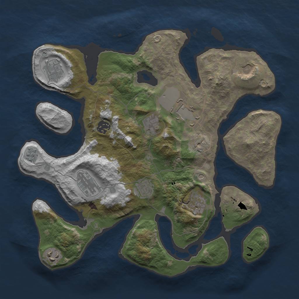 Rust Map: Barren, Size: 3500, Seed: 1339433524, 13 Monuments