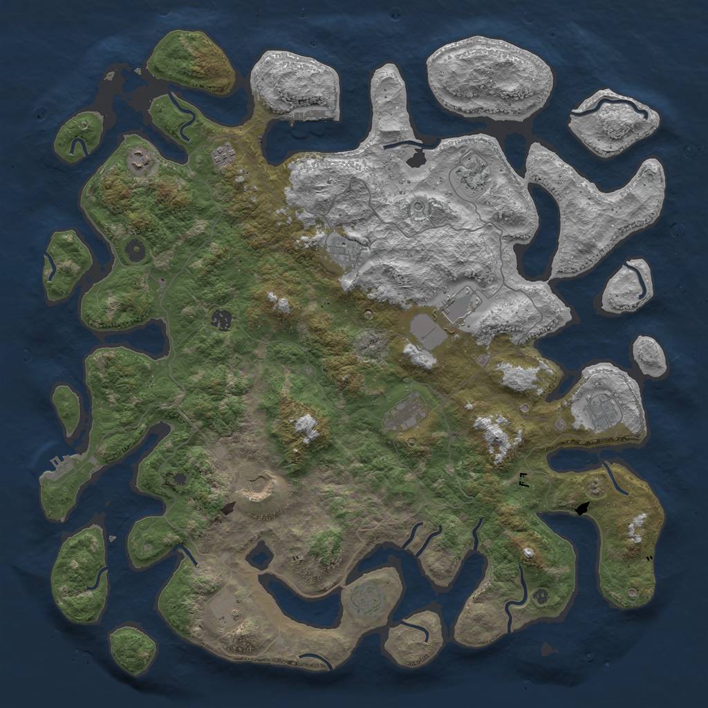 Rust Map: Procedural Map, Size: 5000, Seed: 1098607, 16 Monuments