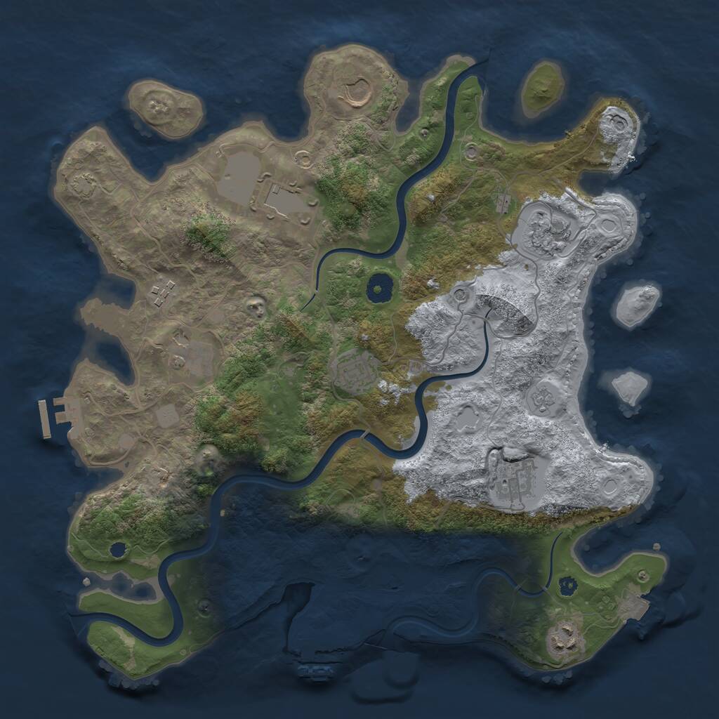 Rust Map: Procedural Map, Size: 3750, Seed: 1374424433, 14 Monuments