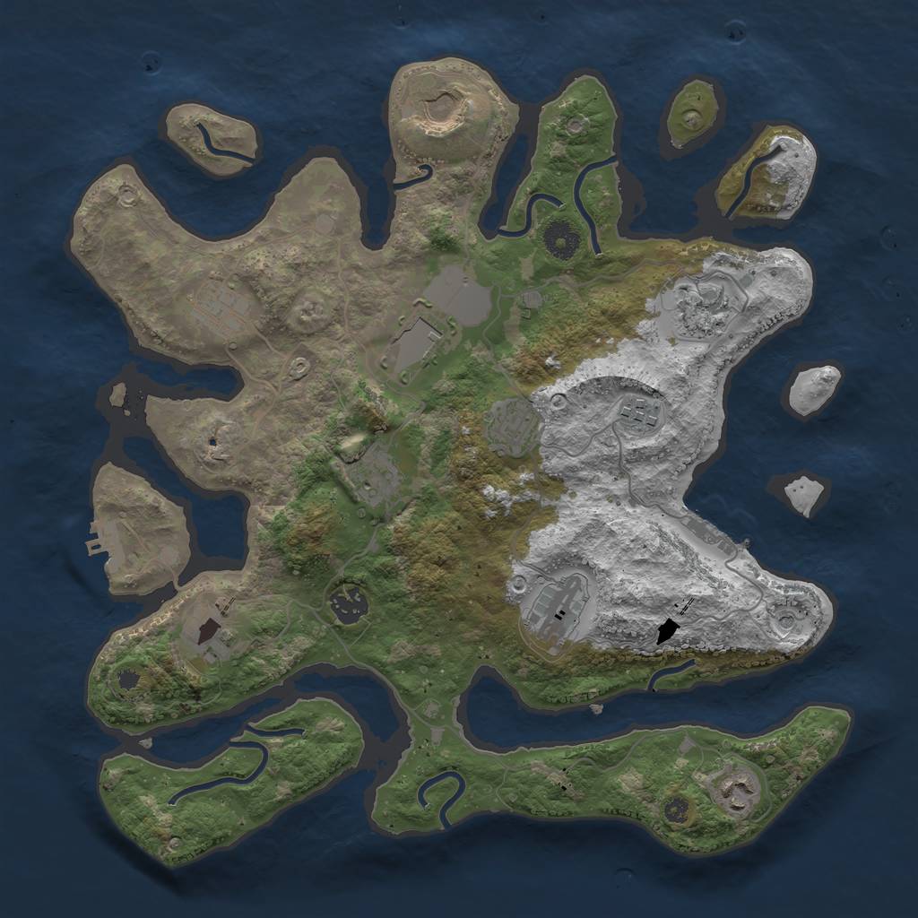 Rust Map: Procedural Map, Size: 3750, Seed: 1374424433, 16 Monuments