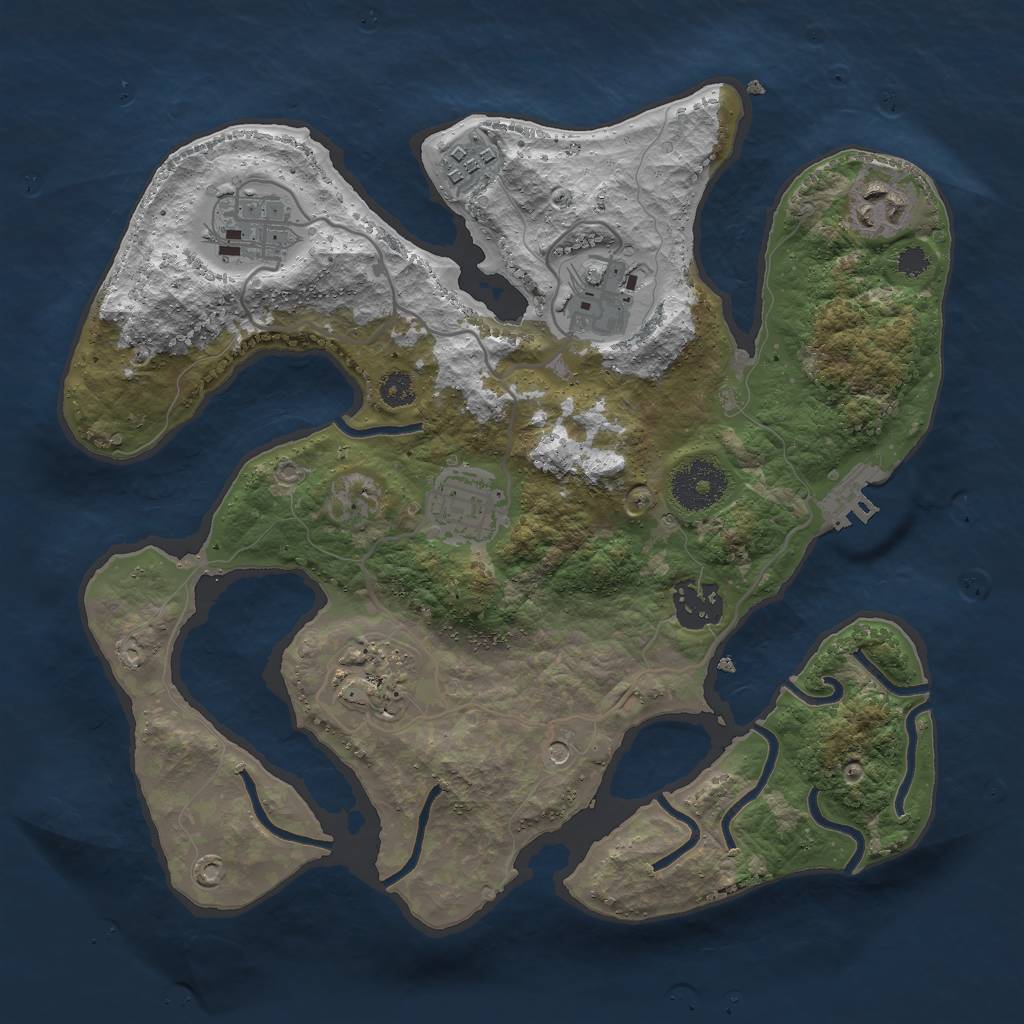 Rust Map: Procedural Map, Size: 3000, Seed: 154315876, 11 Monuments