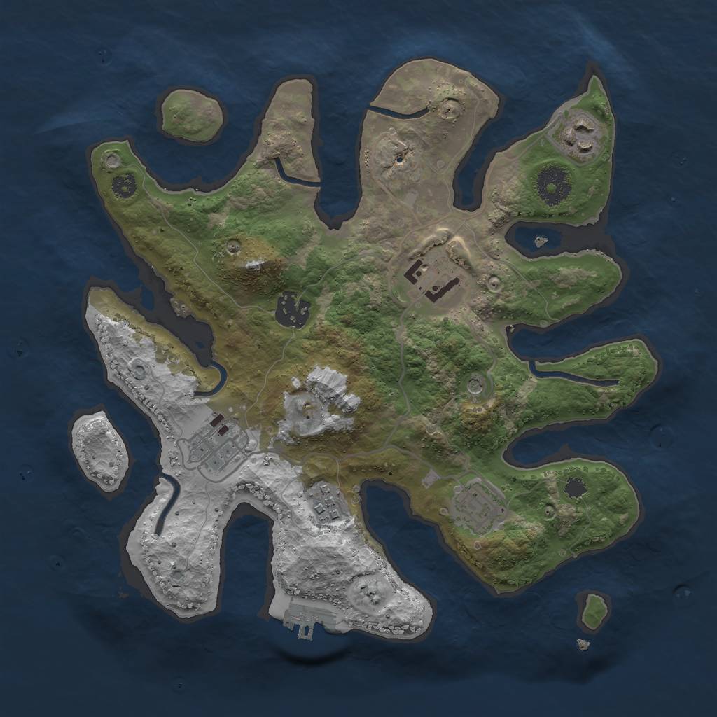 Rust Map: Procedural Map, Size: 3000, Seed: 1794216225, 10 Monuments