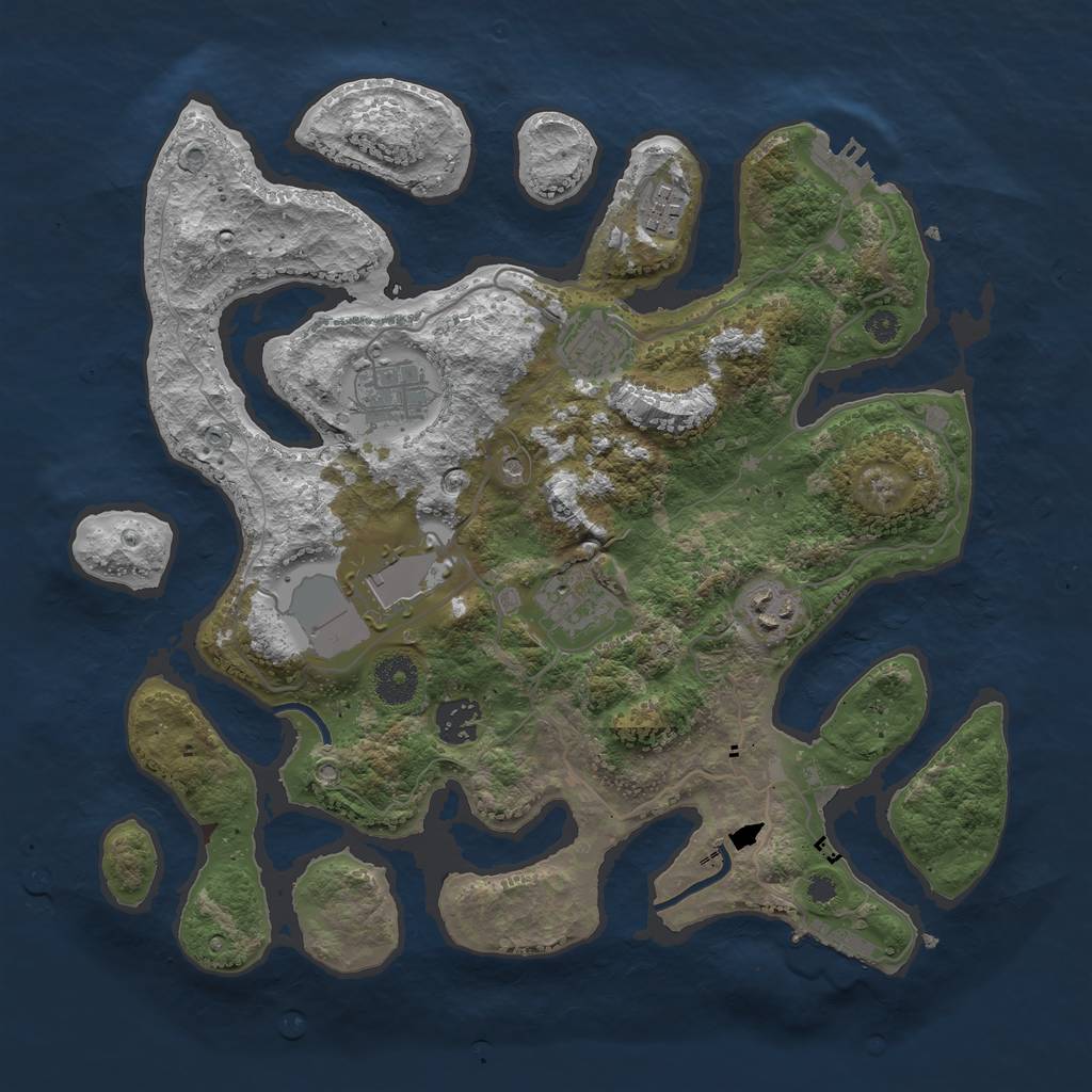 Rust Map: Procedural Map, Size: 3500, Seed: 37564, 12 Monuments