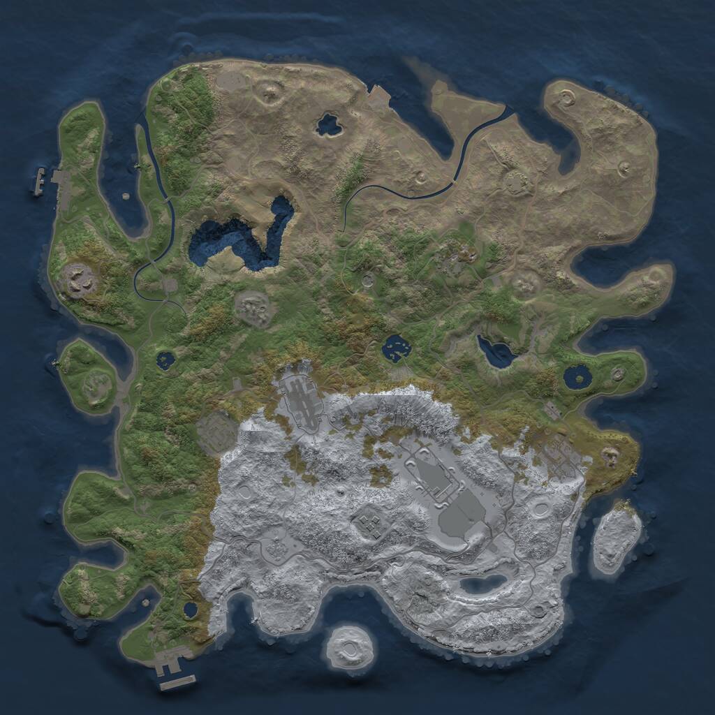 Rust Map: Procedural Map, Size: 4000, Seed: 87900, 14 Monuments