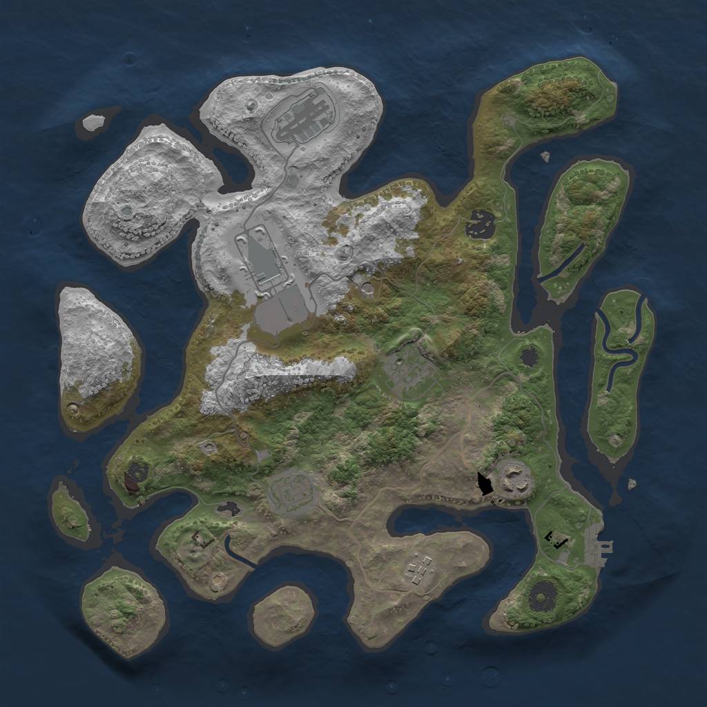 Rust Map: Procedural Map, Size: 3500, Seed: 873456448, 11 Monuments