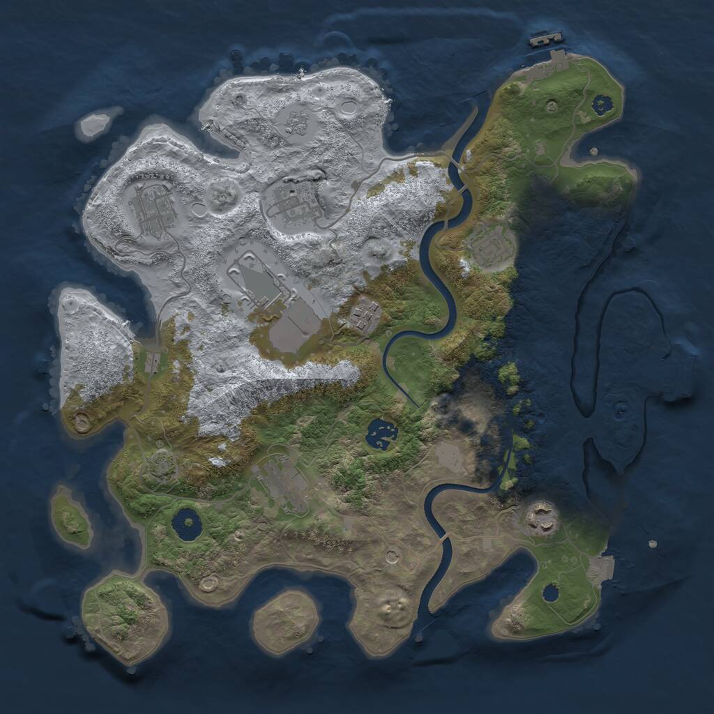 Rust Map: Procedural Map, Size: 3500, Seed: 873456448, 14 Monuments
