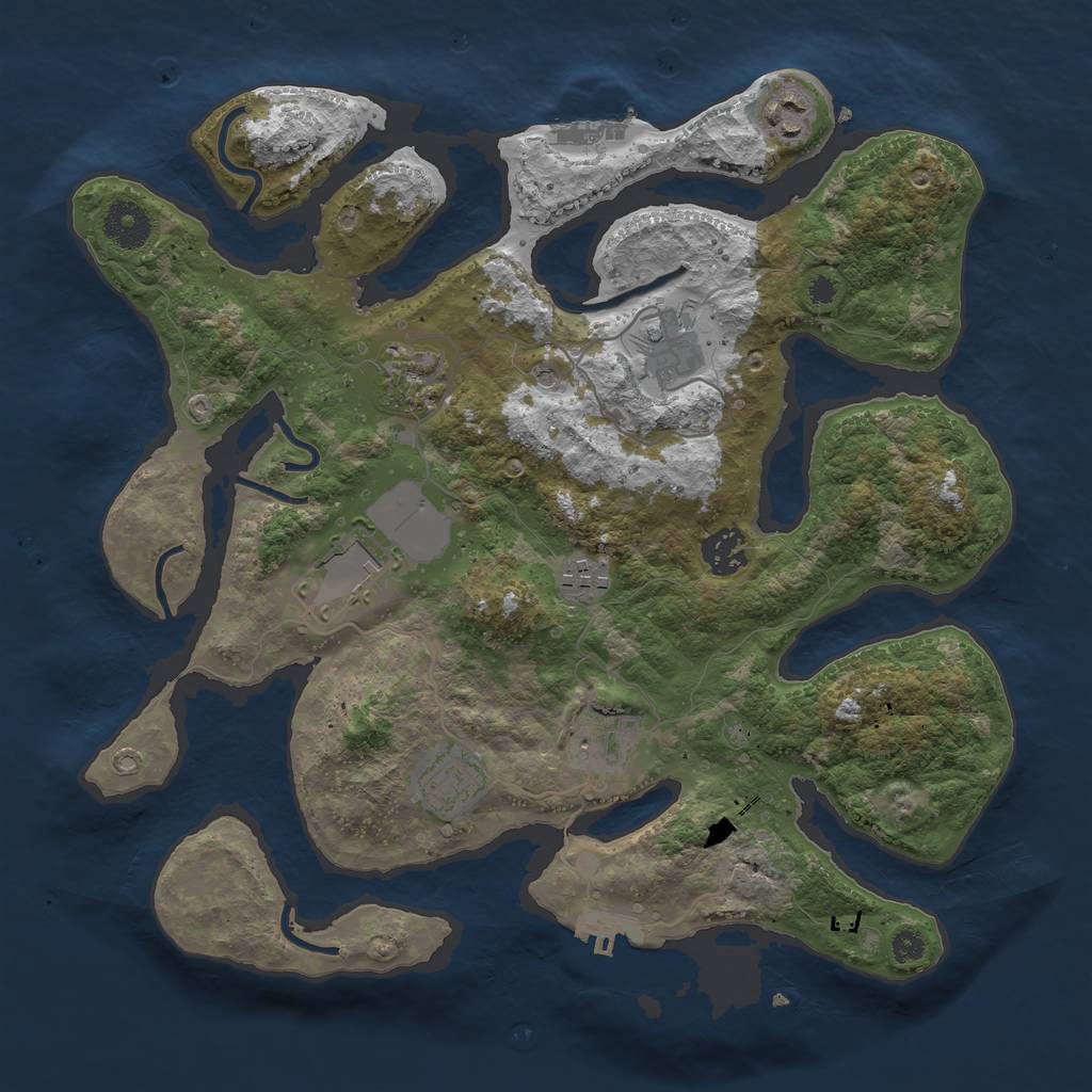 Rust Map: Procedural Map, Size: 3500, Seed: 2104199362, 13 Monuments