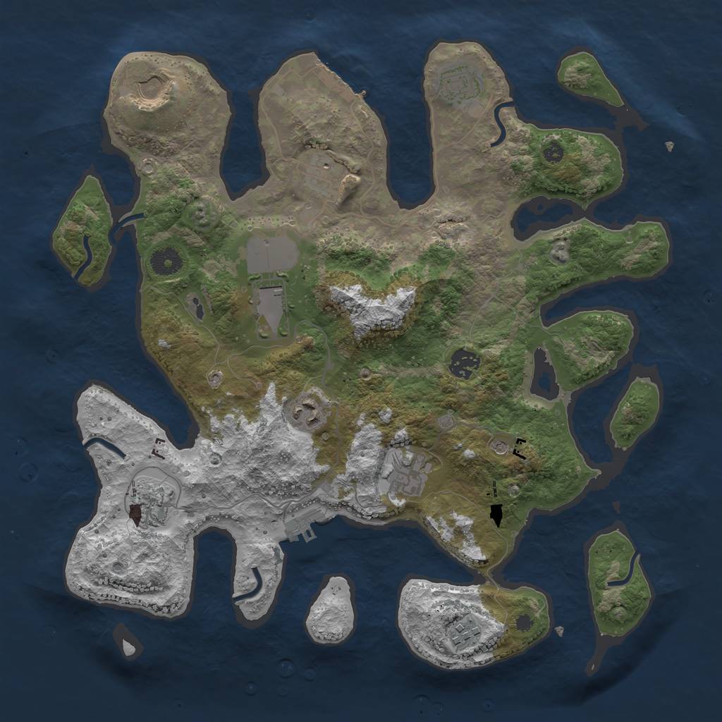 Rust Map: Procedural Map, Size: 3700, Seed: 783291553, 14 Monuments